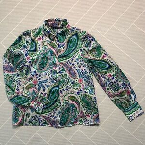 Zara paisley satin blouse in white with a multicolor print Women’s Size S